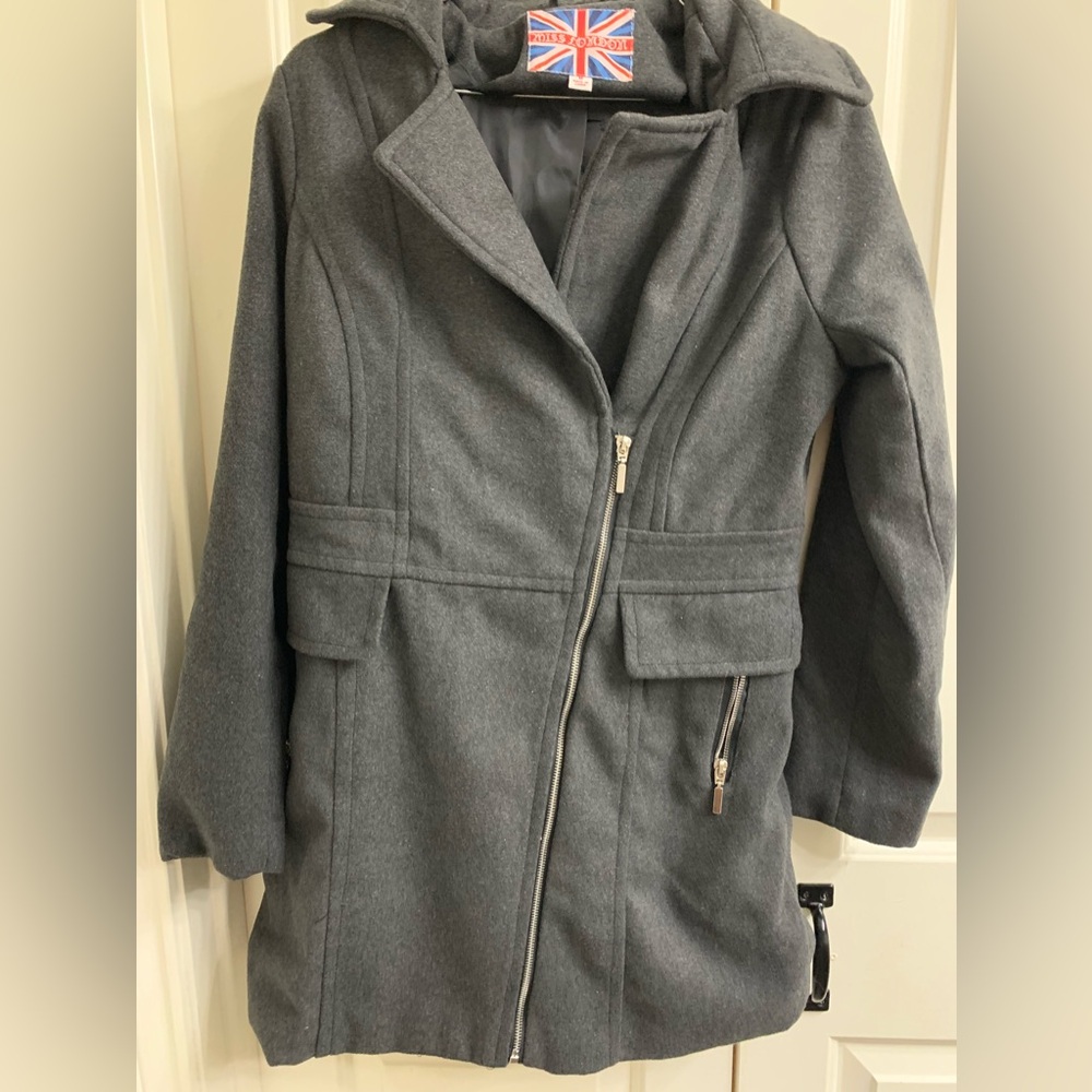 EUC Miss London Women’s Coat Sz M Light Gray